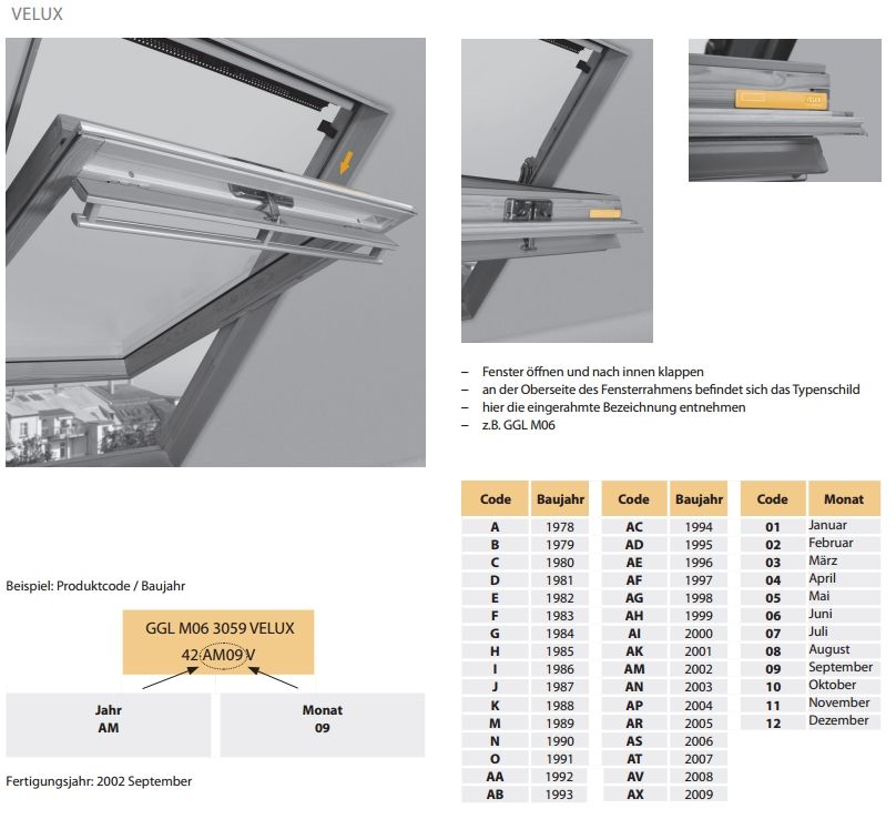 Typenschild Velux