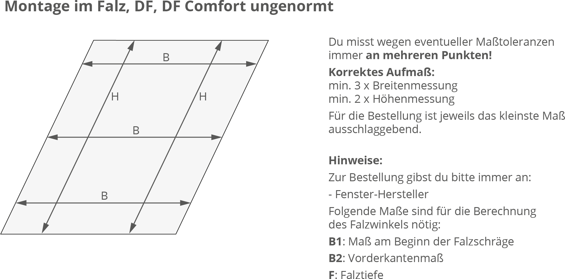 Montage im Falz, ungenormt